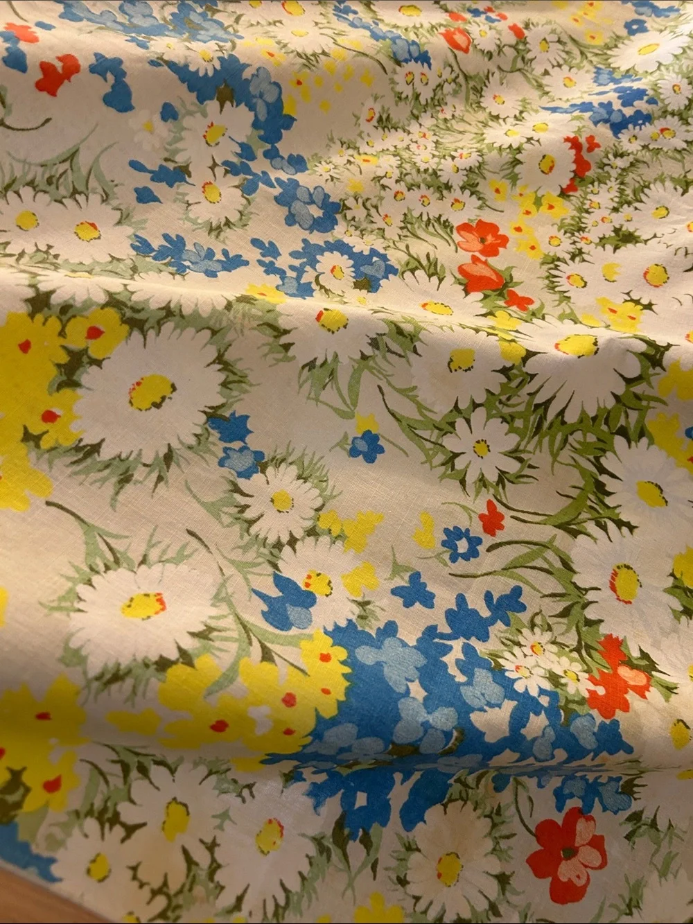 Vintage Mid Century Floral Square Tablecloth